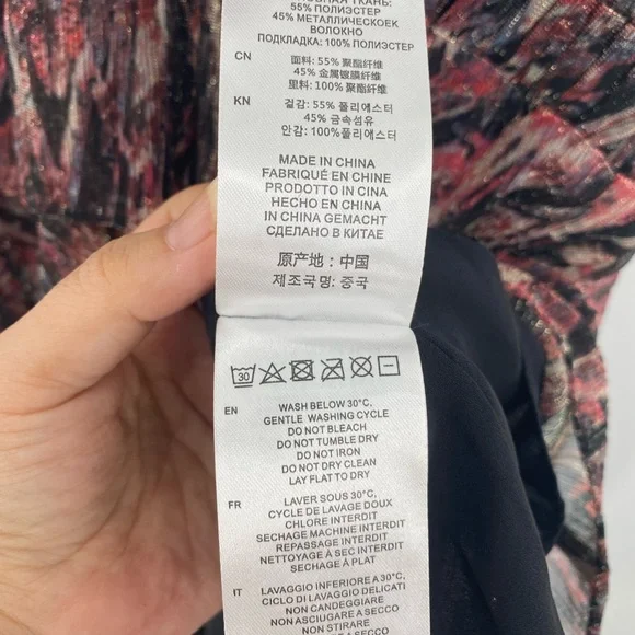 IRO NWT Buoux Metallic Print Ruffle V Neck Mini A Line Dress Black Fushia 38 New - Picture 10 of 11